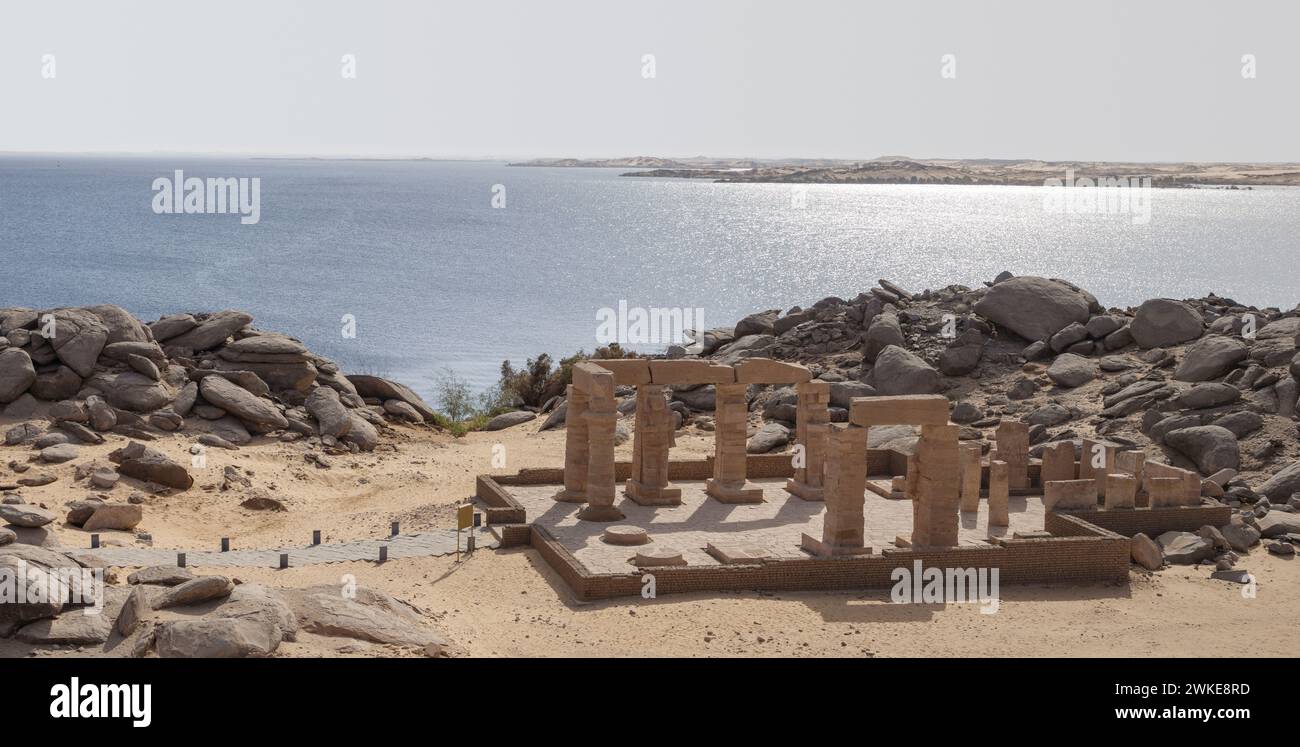 Le temple de Gerf Hussein sur l'île de New Kalabsha, près d'Assouan, Égypte Banque D'Images