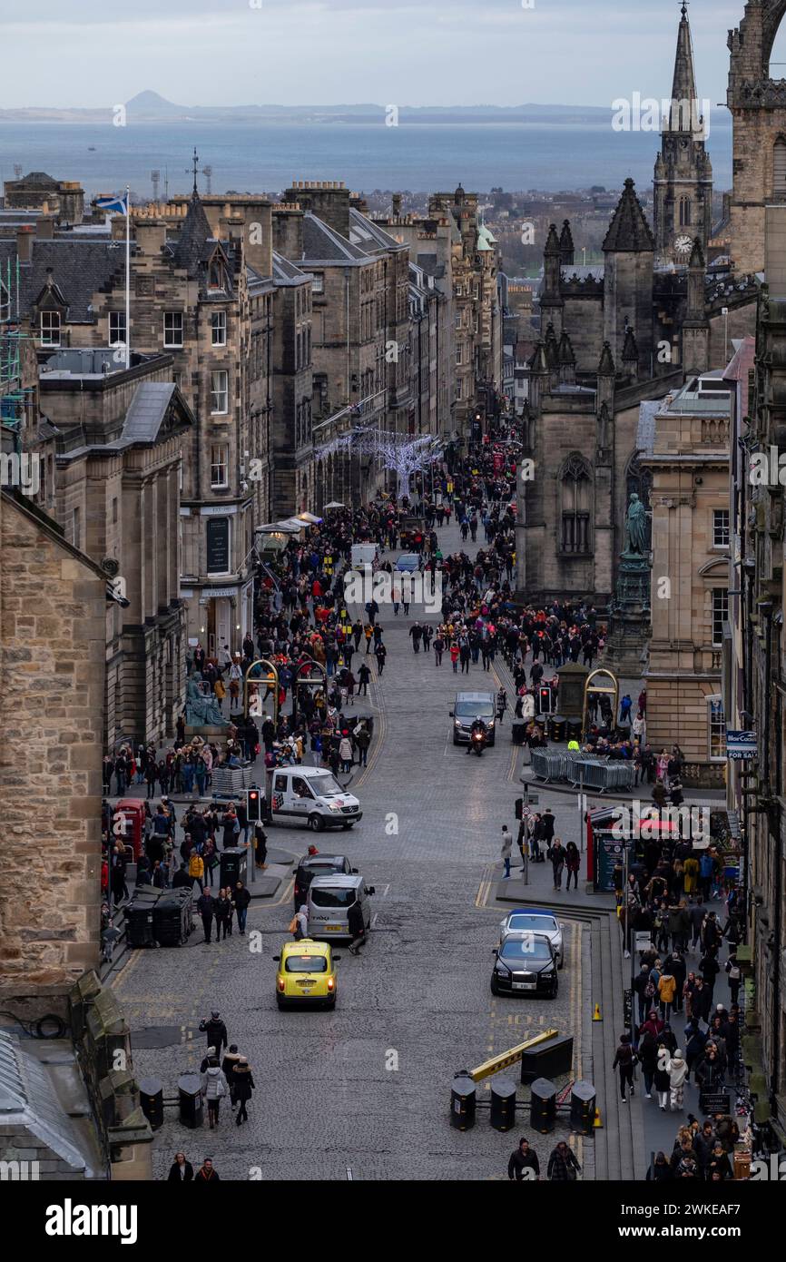 Royal Mile, Edimburgo, Lowlands, Escocia, Reino ONUDI. Banque D'Images