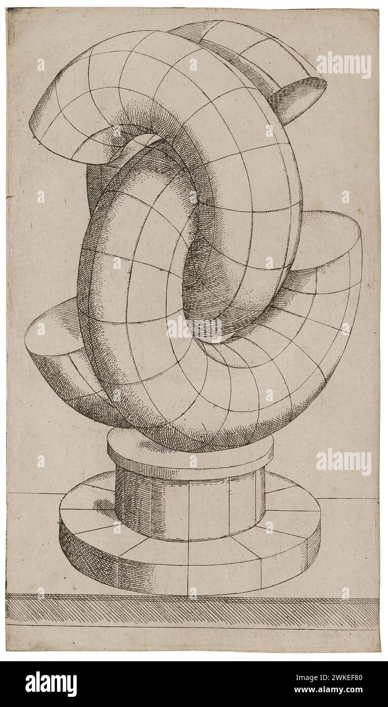 Etude en perspective avec trois corps en forme de C poussés l'un dans l'autre. Musée : COLLECTION PRIVÉE. Auteur : MATHIS ZÜNDT. Banque D'Images