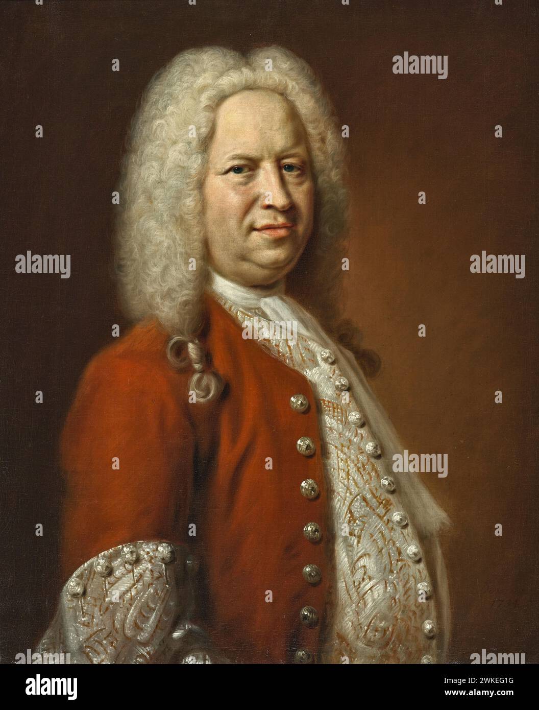 Porträt von Komponist Georg Friedrich Händel (1685-1759). Musée : Privatsammlung. Auteur : BALTHASAR DENNER. Banque D'Images