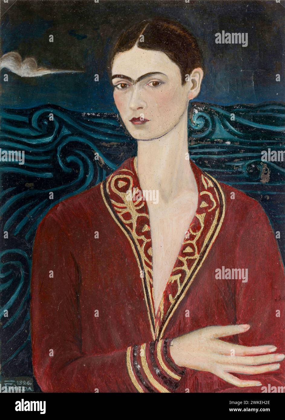 Autoportrait portant une robe en velours. MUSÉE : MUSEO FRIDA KAHLO. Banque D'Images