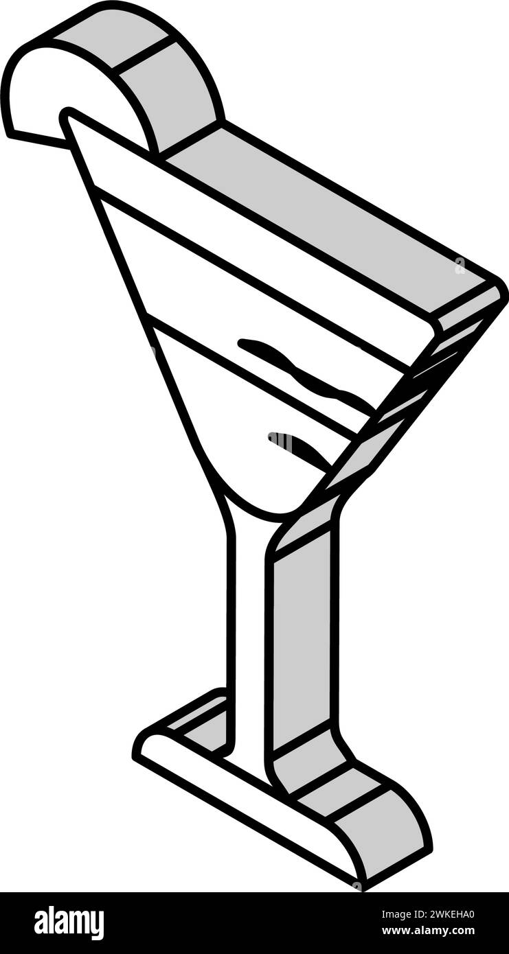 illustration vectorielle d'icône isométrique de boisson en verre de cocktail daiquiri Illustration de Vecteur