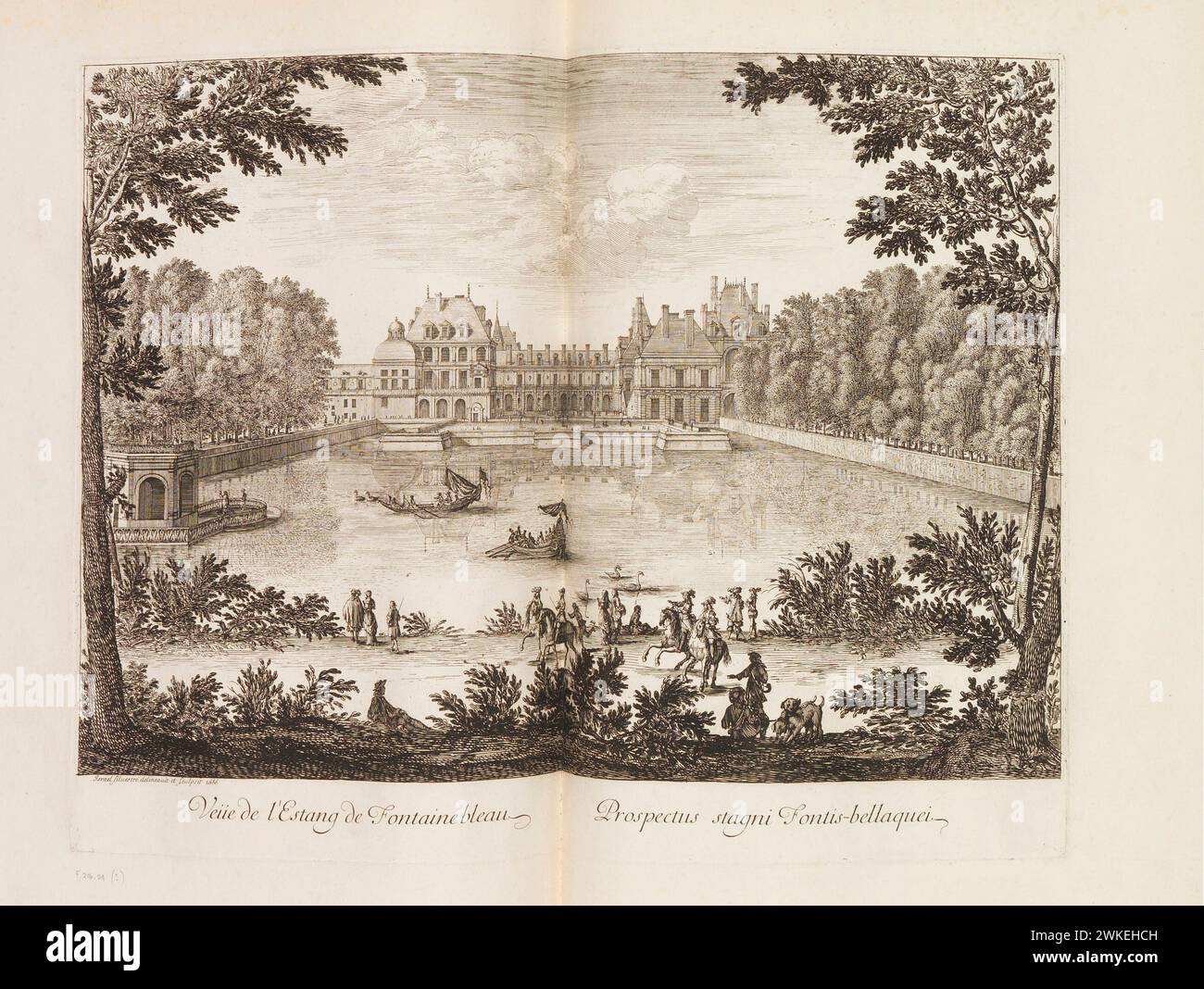 Blick auf das Schloss Fontainebleau. Musée : Privatsammlung. Auteur : Silvestre, Israël, der Jüngere. Banque D'Images
