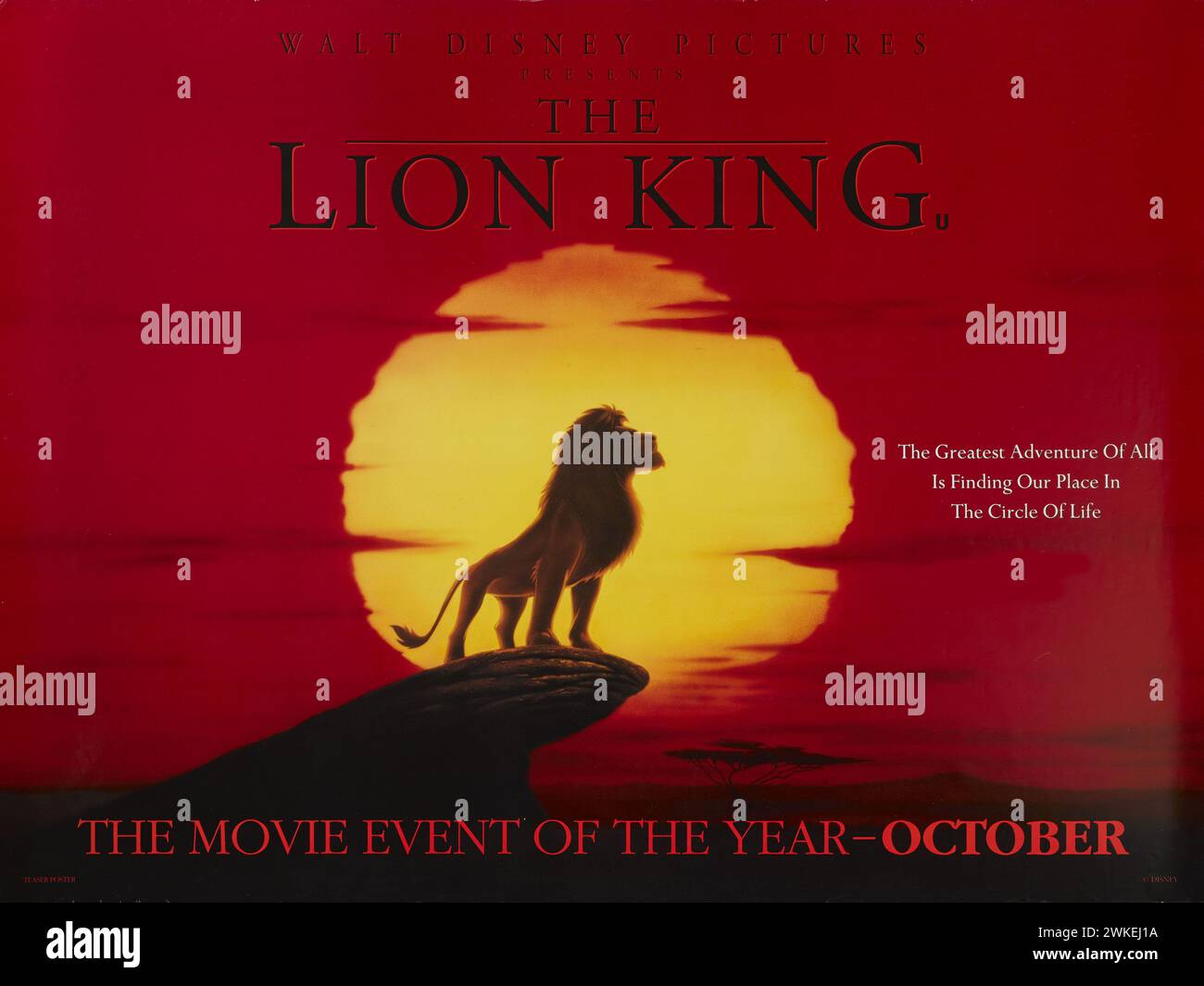 Affiche du film « le Roi Lion ». Musée : © The Walt Disney Company. Auteur : John Alvin. Banque D'Images