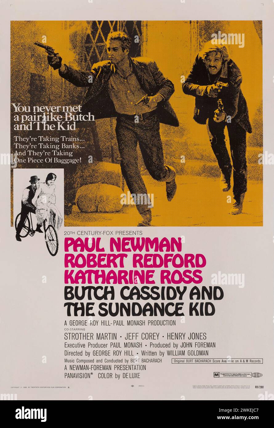 Affiche de film 'Butch Cassidy and the Sundance Kid' de George Roy Hill. Musée : COLLECTION PRIVÉE. Auteur : Jack Unruh. Banque D'Images