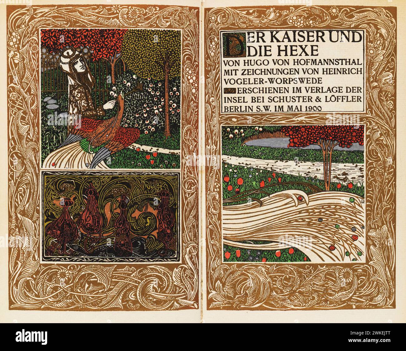 Page de titre de 'Der Kaiser und die Hexe (L'empereur et la sorcière)' par Hugo von Hofmannsthal. Musée : COLLECTION PRIVÉE. Auteur : HEINRICH VOGELER. Banque D'Images
