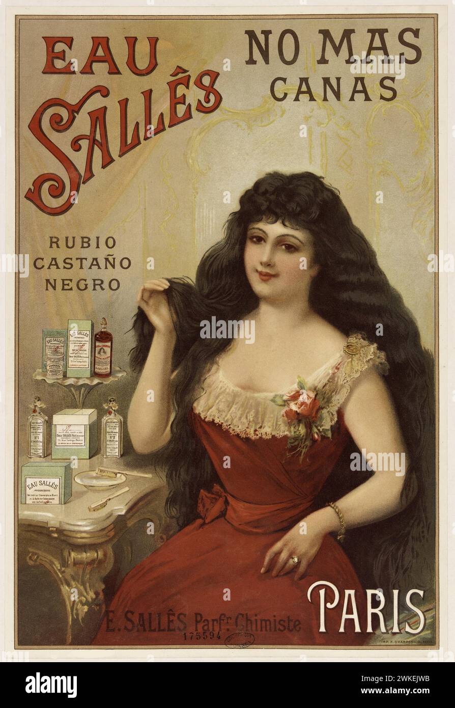 Eau Sallês. E. Sallês, parfumeur. Musée : COLLECTION PRIVÉE. Auteur : ANONYME. Banque D'Images