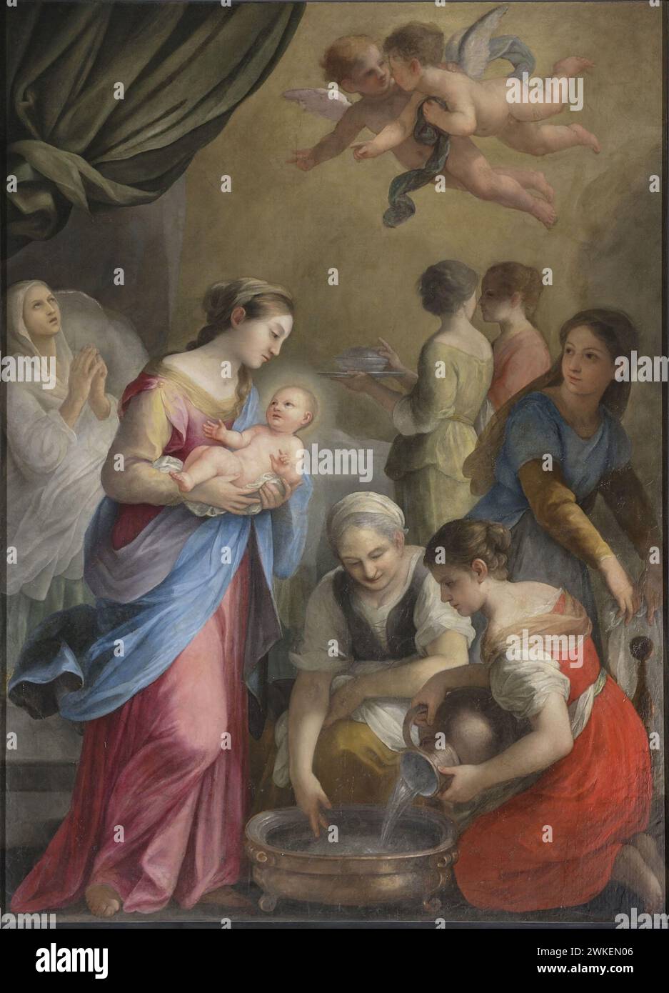 Die Geburt Johannes des Täufers. Musée : Chiesa di San Giovanni Battista, Poggio Mirteto. Auteur : Plautilla Bricci. Banque D'Images