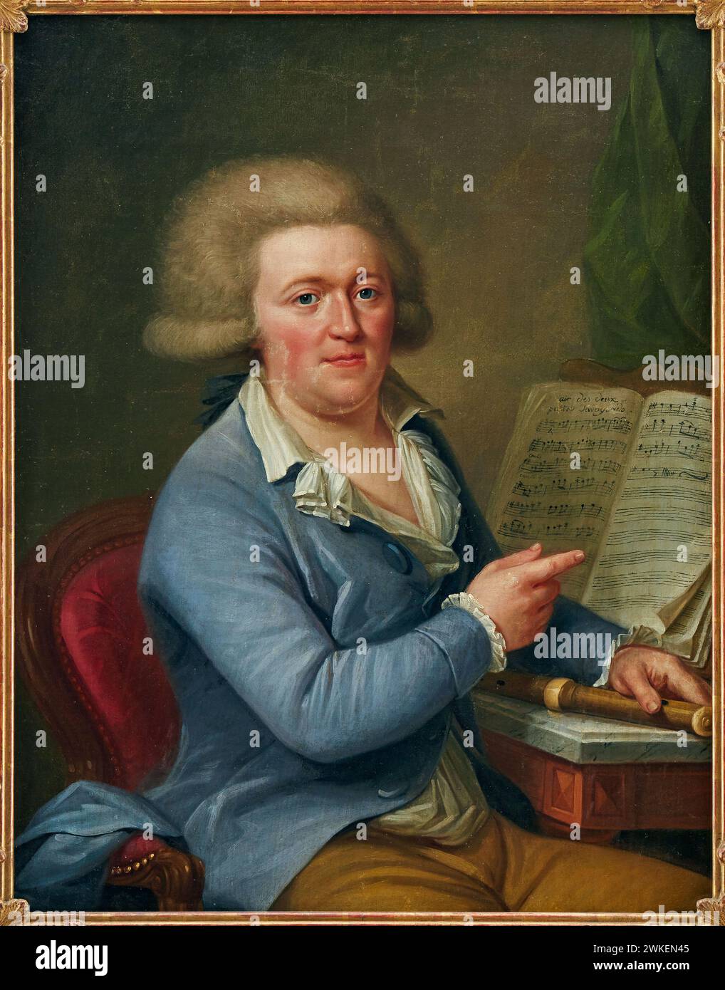 Portrait du compositeur Francesco Antonio Uttini (1723-1795). Musée : COLLECTION PRIVÉE. Auteur : Adolf Ulrik Wertmüller. Banque D'Images