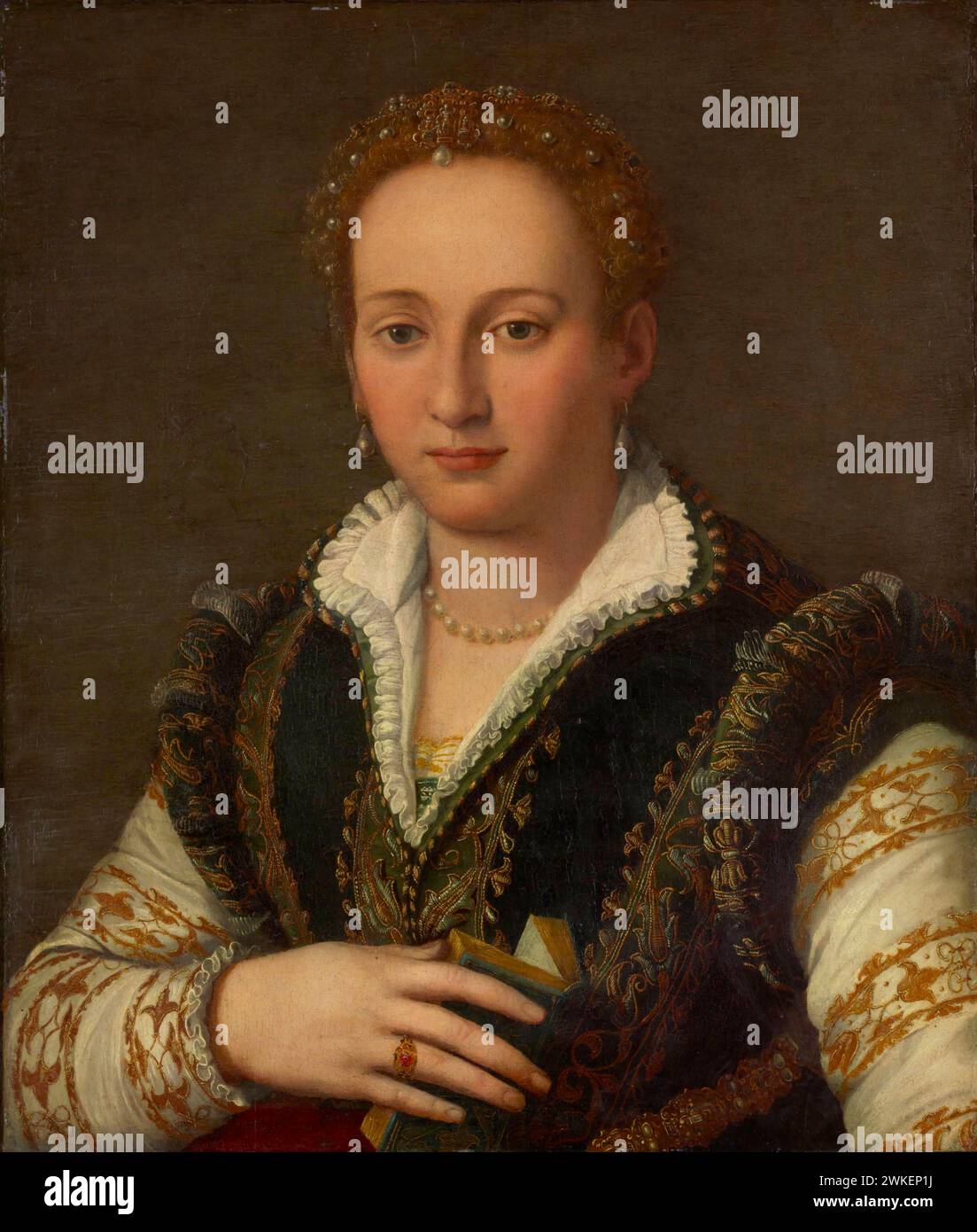 Portrait de Bianca Cappello (1548-1587), grande-duchesse de Toscane. Musée : Fuji Art Museum, Tokyo. Auteur : ALESSANDRO ALLORI. Banque D'Images