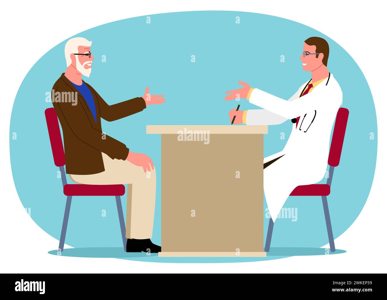 Illustration vectorielle d'un homme en consultation avec son médecin Illustration de Vecteur