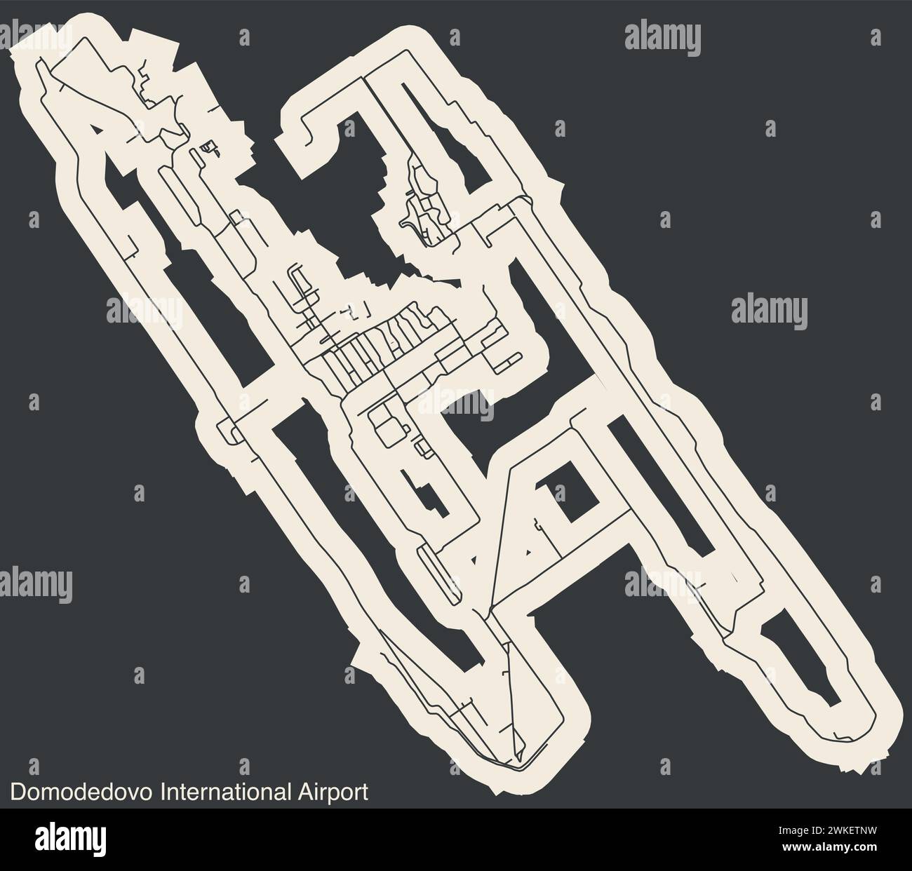 Plan des terminaux de l'AÉROPORT DOMODEDOVO MIKHAIL LOMONOSOV DE MOSCOU (DME), MOSCOU Illustration de Vecteur