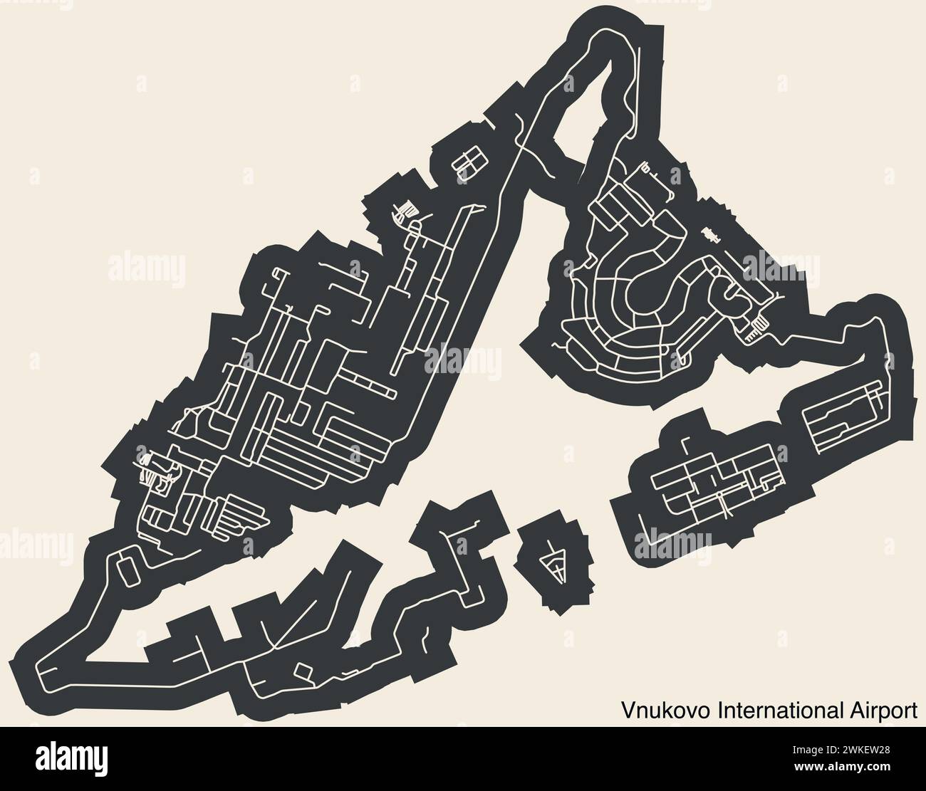 Plan d'aménagement des terminaux de l'AÉROPORT INTERNATIONAL DE VNUKOVO (VKO), MOSCOU Illustration de Vecteur