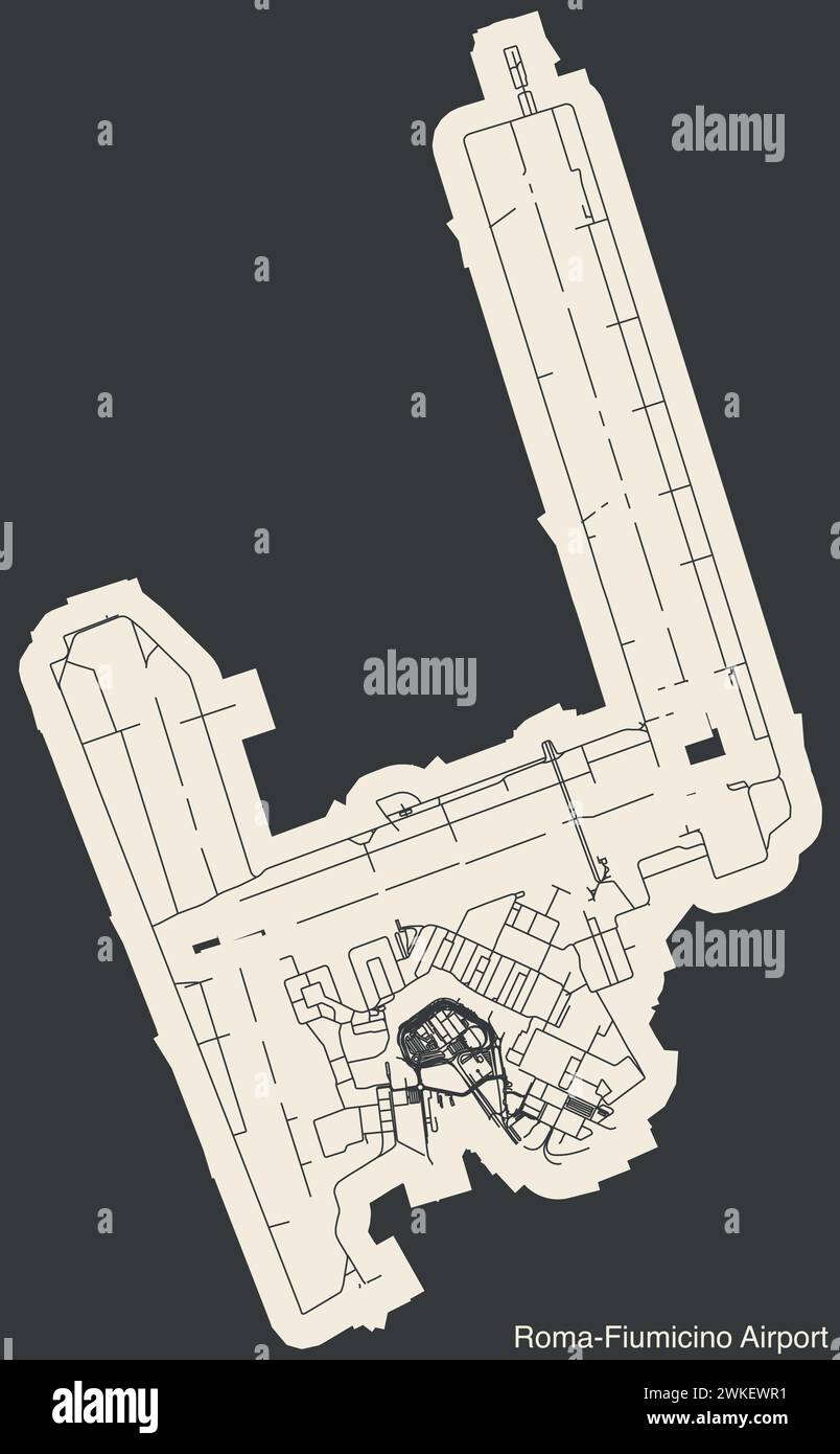 Plan des terminaux de l'AÉROPORT LEONARDO DA VINCI–FIUMICINO (FCO), ROME Illustration de Vecteur