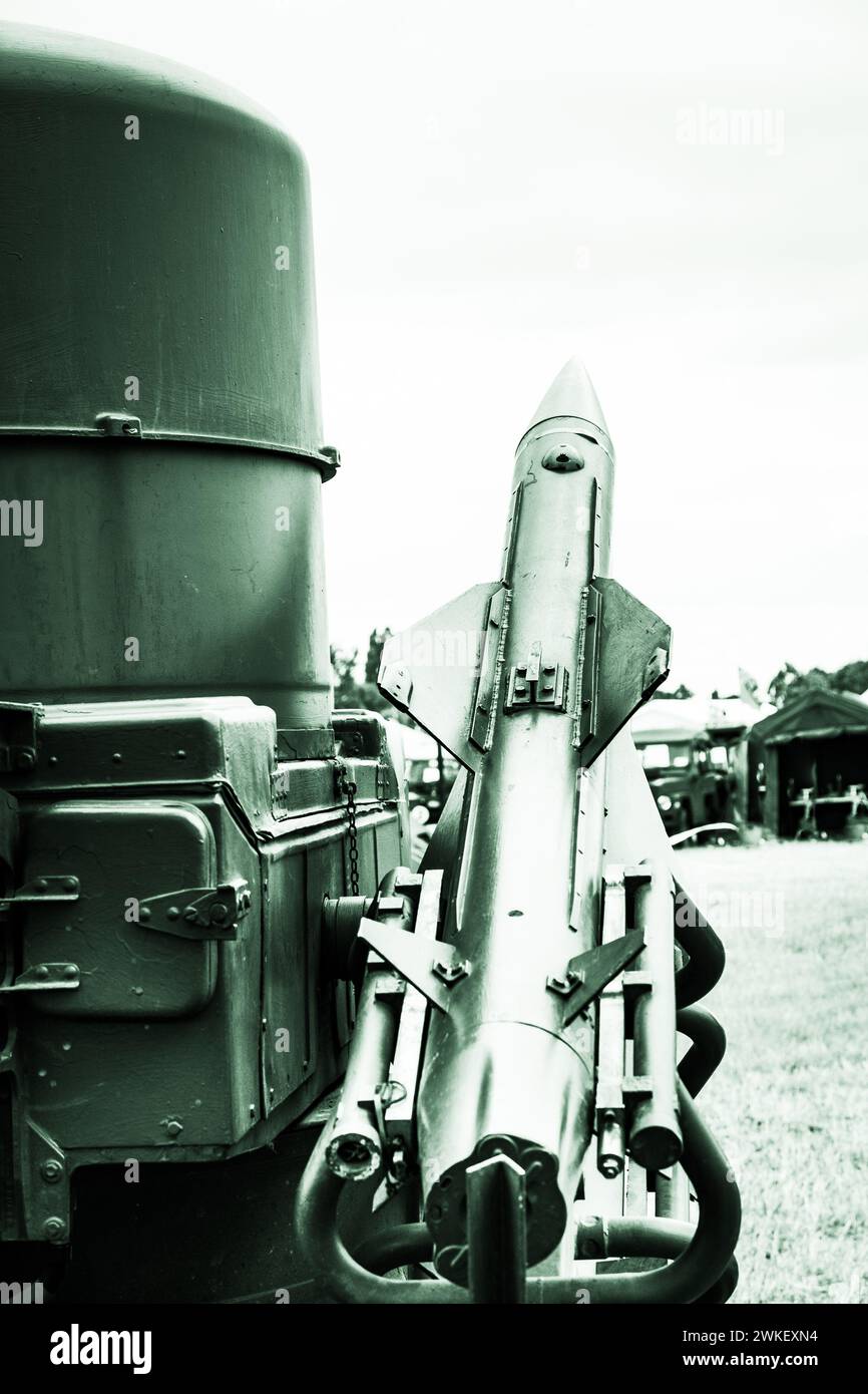Un système de missiles britannique « Rapier » décommissionné à « Wartime in the Vale ». Banque D'Images
