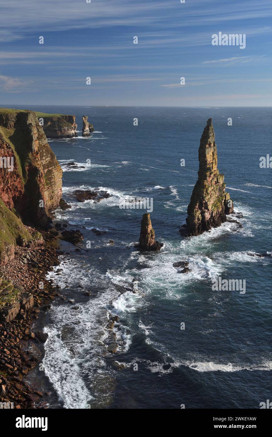 tête de duncansby;roches;piles;caithness;pentland firth;mer du nord;highlands;écosse;seastacks; Banque D'Images