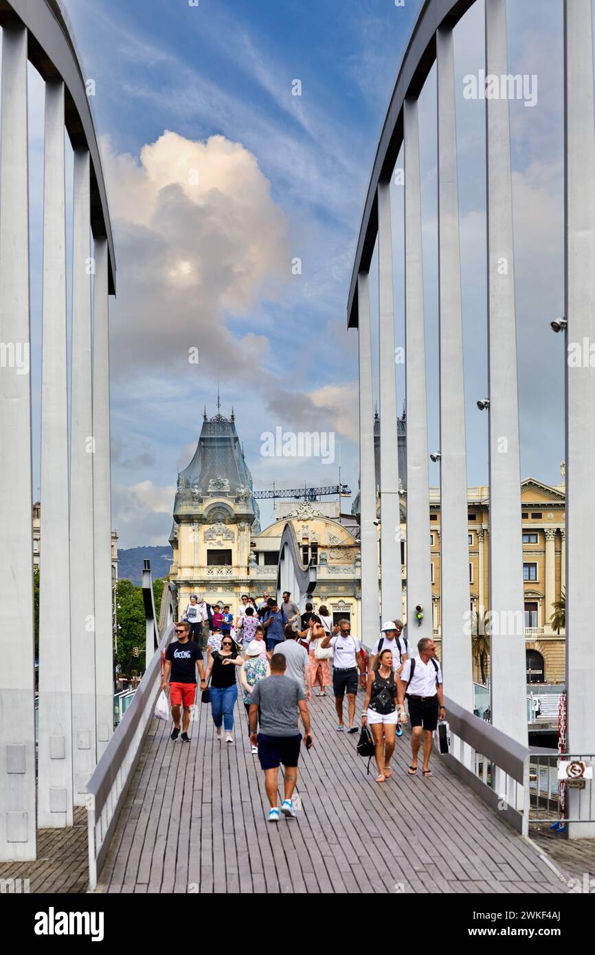 Edificio de la Autoridad Portuaria, Admiral Historic Authority, Rambla de Mar, Puerto de Barcelona, Barcelone, Catalogne, Espagne. Banque D'Images