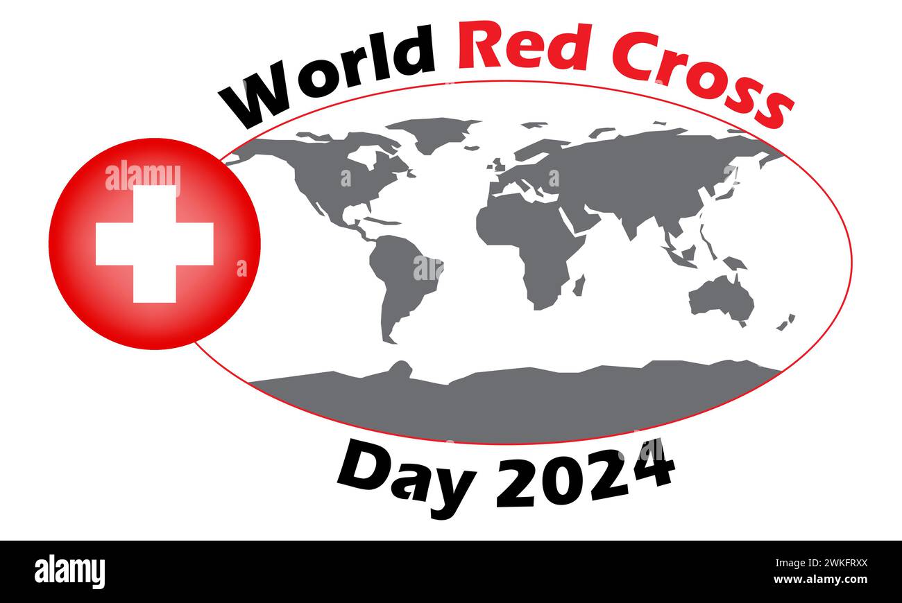 Vecteur conceptuel de carte mondiale de la Journée mondiale de la Croix-Rouge, 8 mai Croix-Rouge Illustration de Vecteur