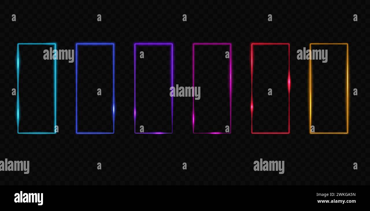 Ensemble de portails néon. Eléments de conception vectorielle. Illustration de Vecteur