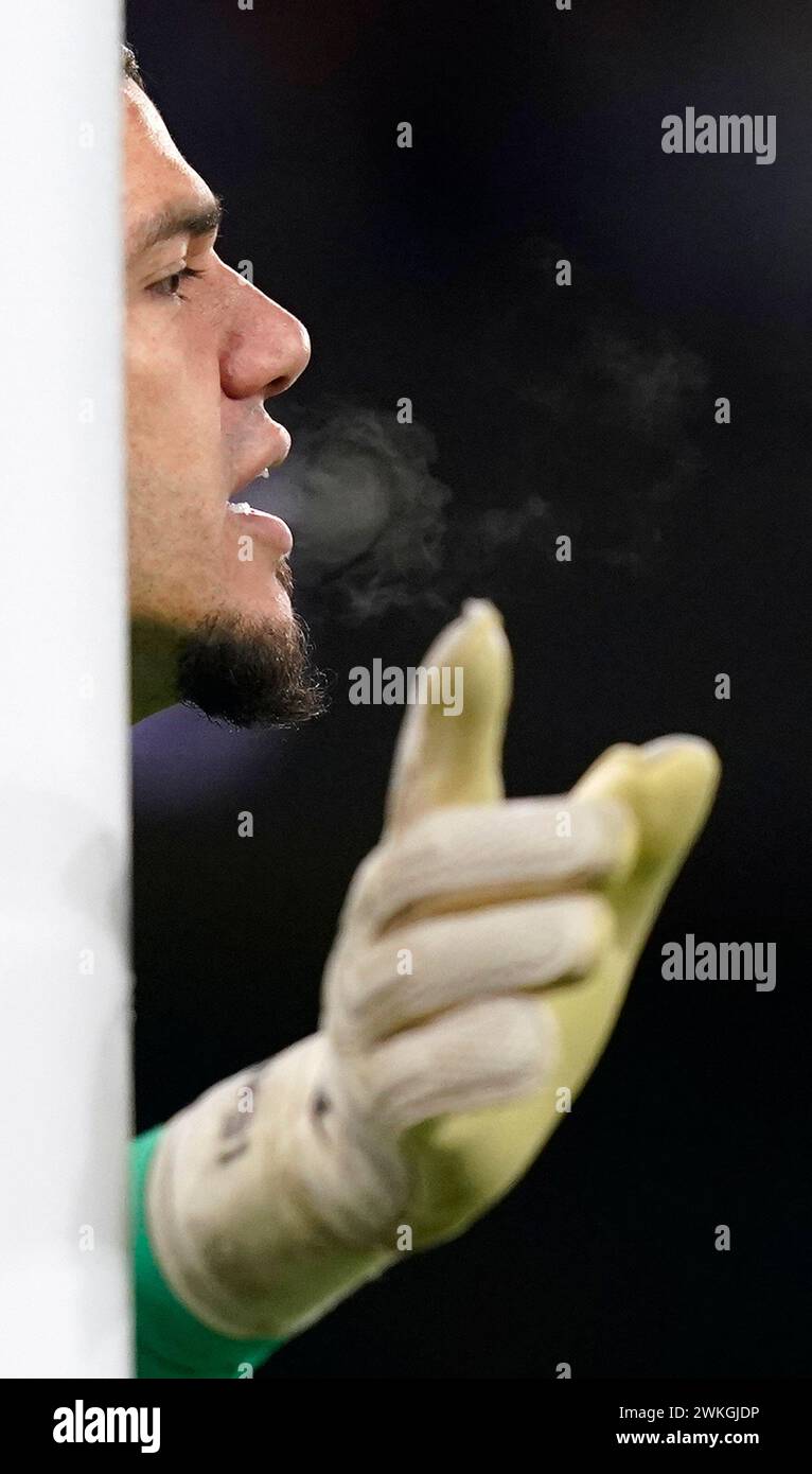 MANCHESTER, ROYAUME-UNI. 20 février 2024. Ederson de Manchester City lors du match de premier League à l'Etihad Stadium, Manchester. Le crédit photo devrait se lire : Andrew Yates/Sportimage crédit : Sportimage Ltd/Alamy Live News Banque D'Images