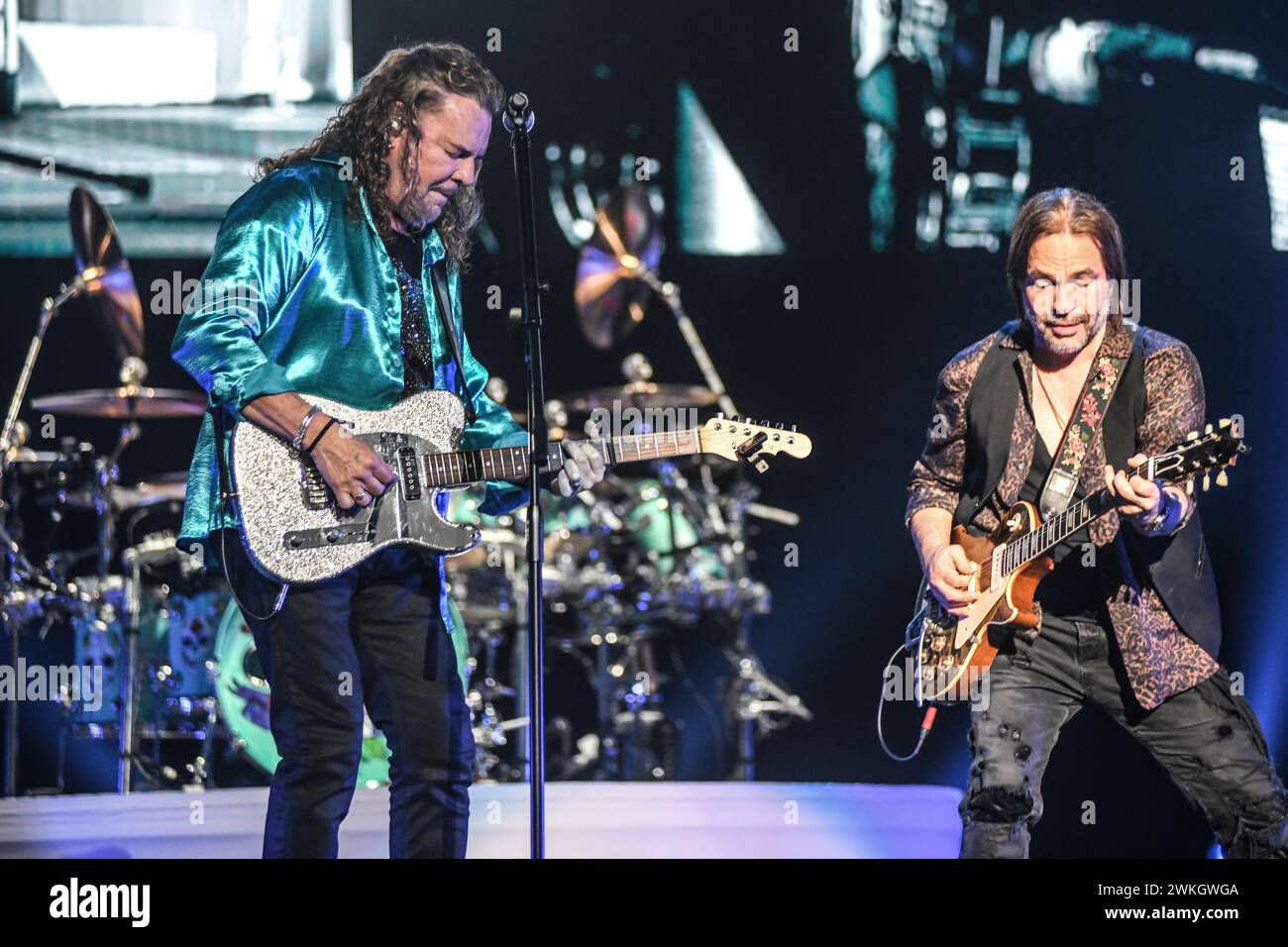 Maná : Fher Olvera (chant), Sergio Vallin (guitare) Banque D'Images