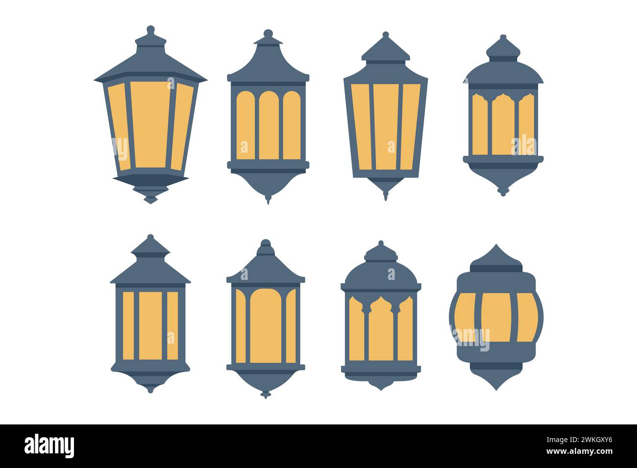 Collection vectorielle d'icône de lanterne Ramadan. Illustration de lanterne de style arabe. Illustration de Vecteur