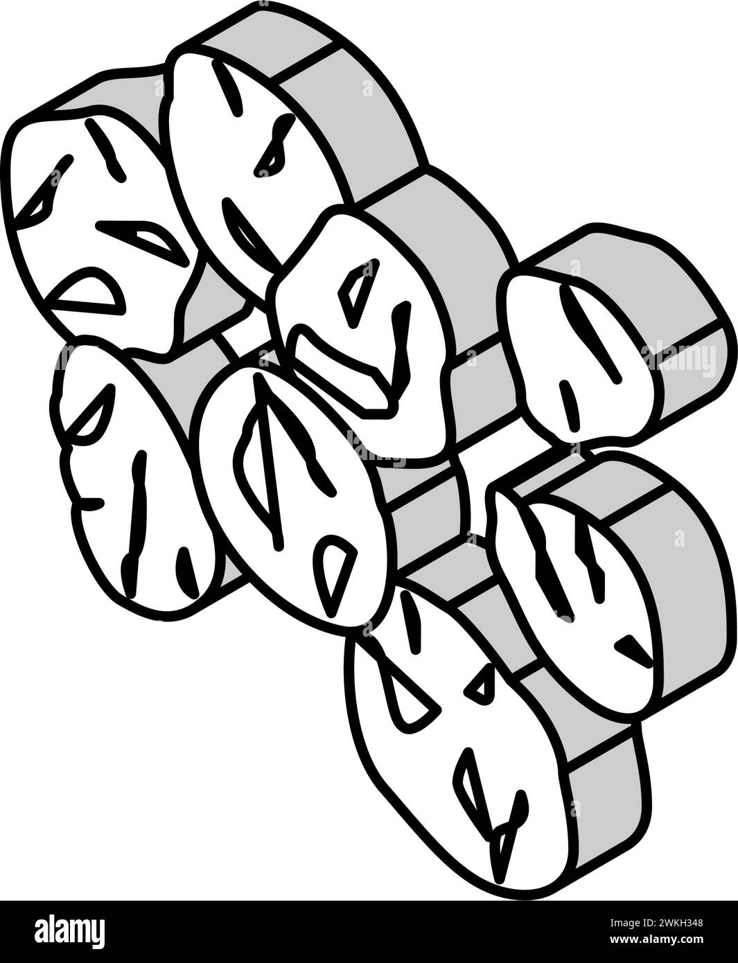 illustration vectorielle isométrique icon de fruits séchés de cerise Illustration de Vecteur
