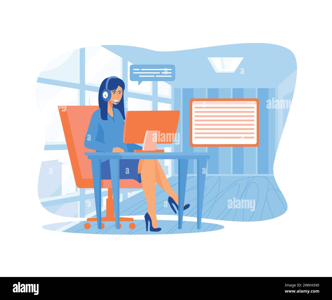 Service client, opérateurs de hotline conseiller les clients. illustration moderne vectorielle plate Illustration de Vecteur