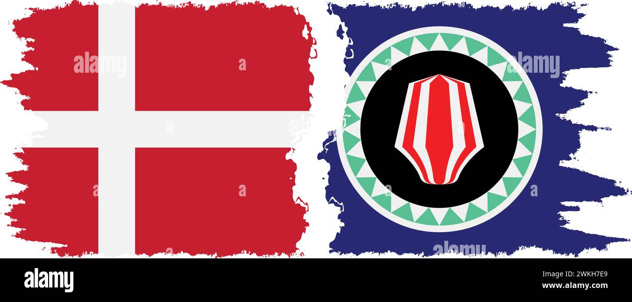 Bougainville et Danemark grunge drapeaux connexion, vecteur Illustration de Vecteur