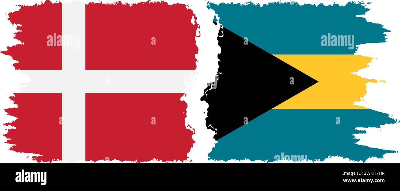 Bahamas et Danemark grunge drapeaux connexion, vecteur Illustration de Vecteur