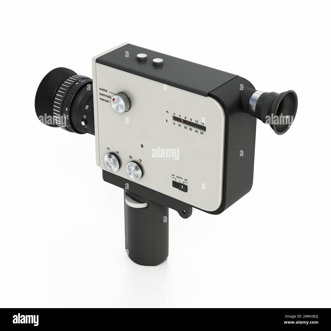 Caméra vidéo antique Super 8mm isolé sur fond blanc. Illustration 3D. Banque D'Images