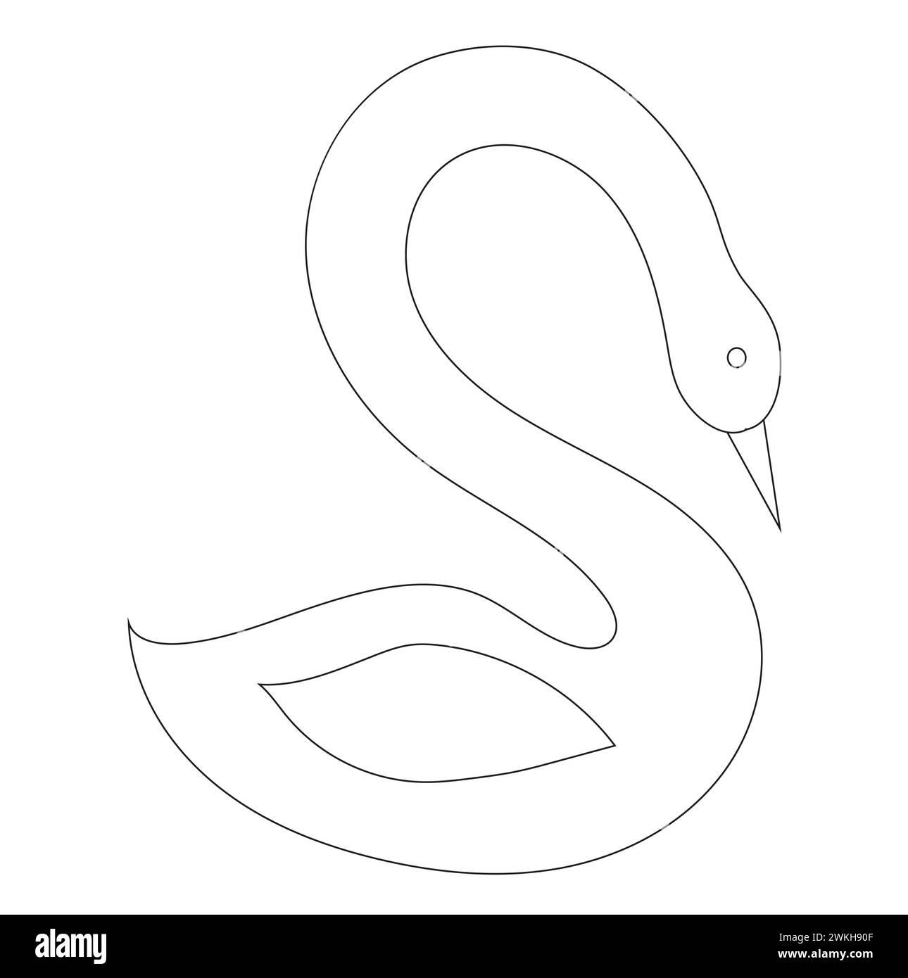 Icône de cygne dans le style doodle. Illustration vectorielle isolée sur fond blanc. Illustration de Vecteur