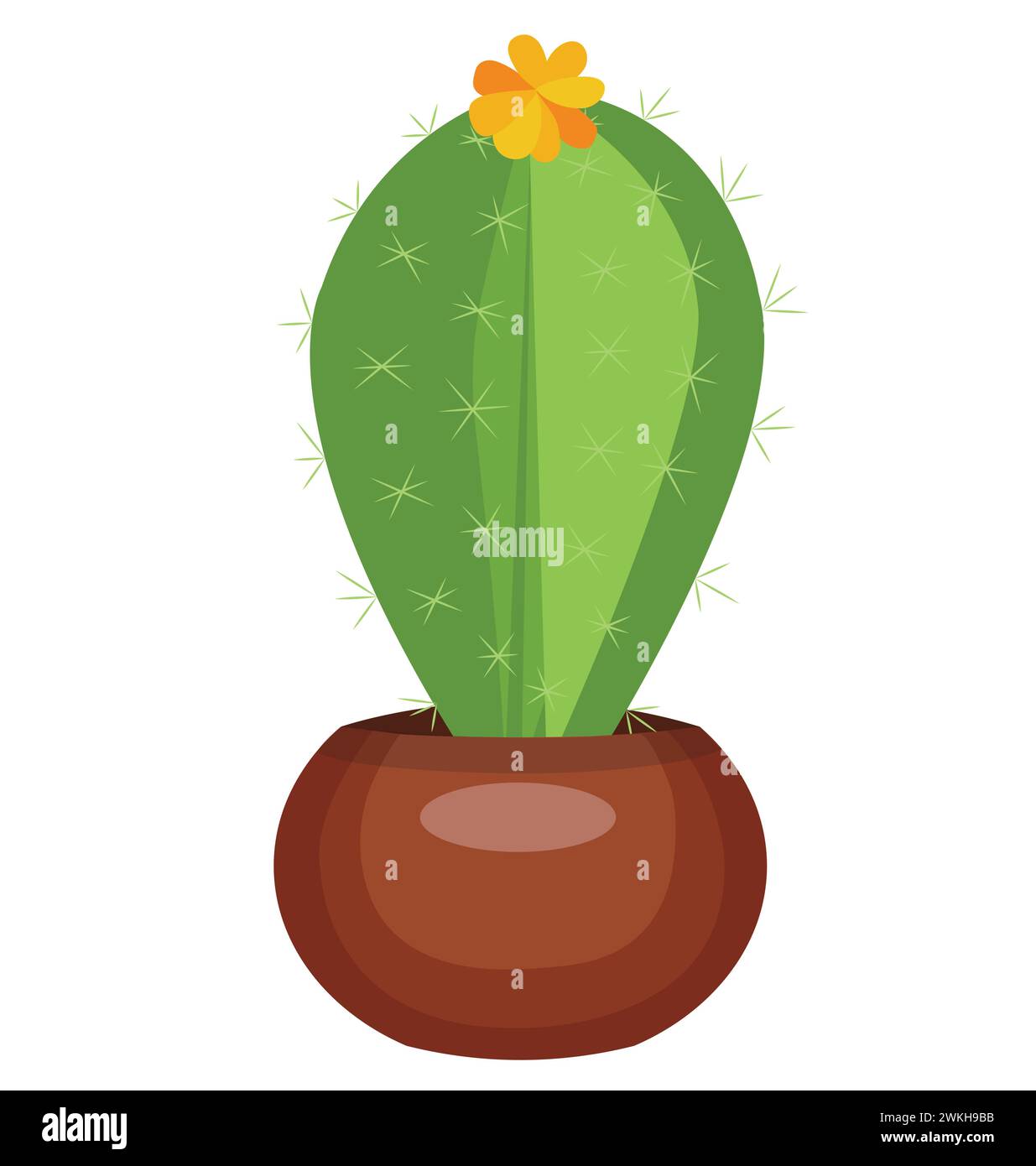Echeveria cactus, plante d'intérieur succulente dans un pot brun. Succulent. Dessin animé. Illustration vectorielle isolée sur fond blanc. Illustration de Vecteur