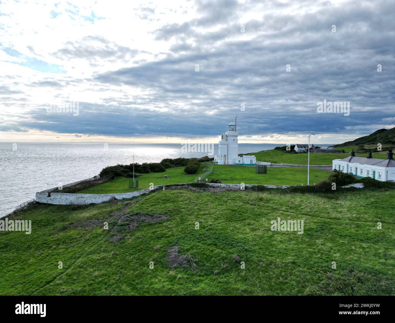 Phare de St Catherines Isle of Wight drone, aérien Banque D'Images