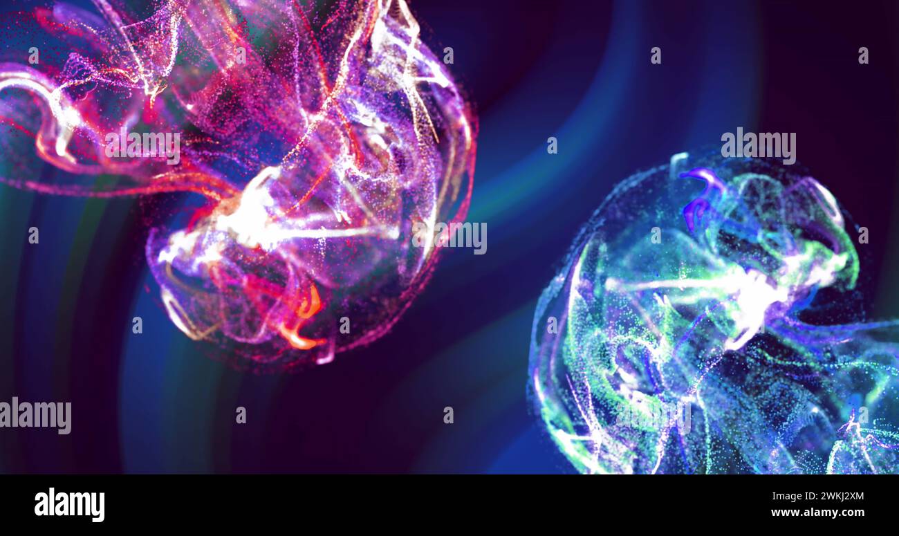 Image de lumières brillantes et de vagues en mouvement sur fond noir Banque D'Images