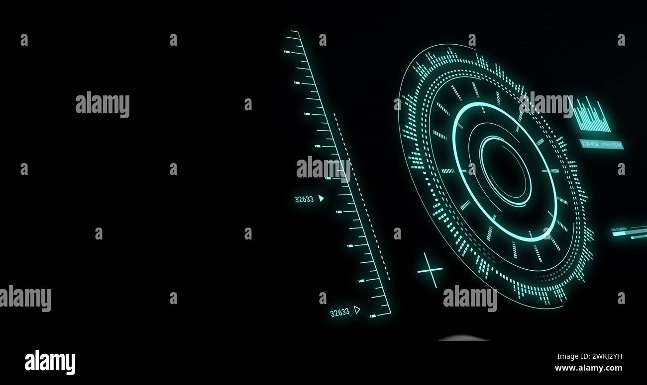 Image de la numérisation de l'oscilloscope et du traitement des données sur un ballon de rugby Banque D'Images