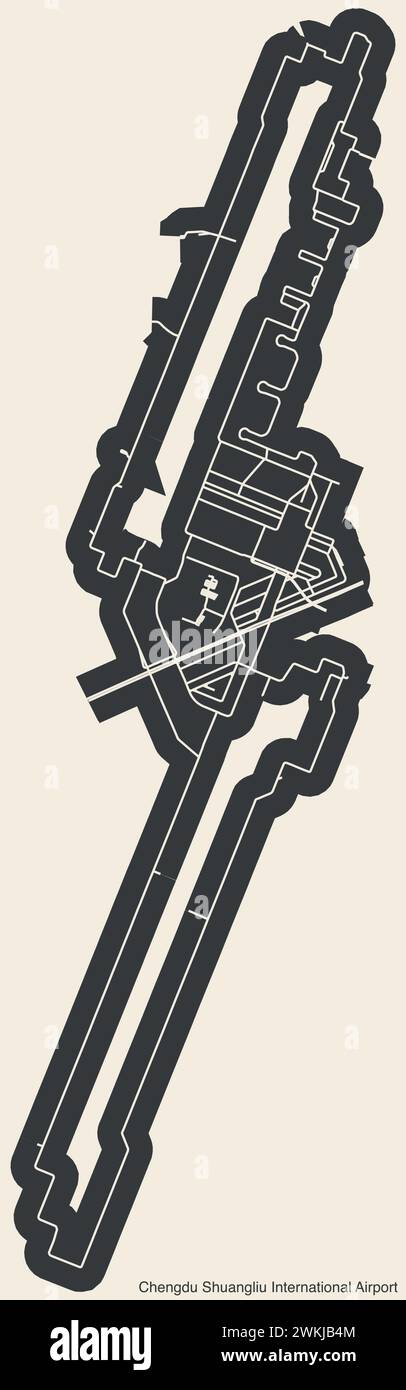 Plan d'agencement des terminaux de l'AÉROPORT INTERNATIONAL DE CHENGDU SHUANGLIU (CTU, ZUUU), CHENGDU Illustration de Vecteur