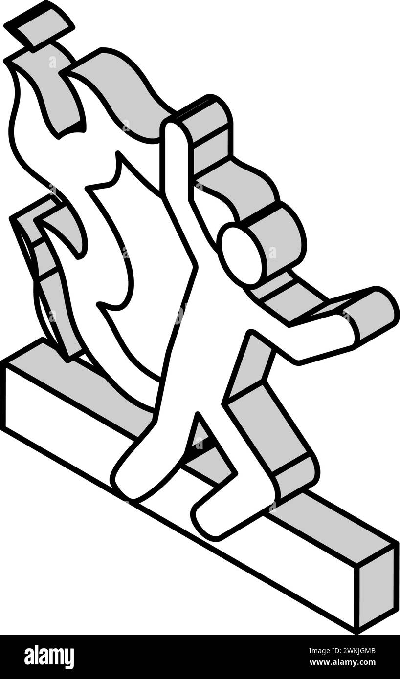 automne vélo homme accident isométrique icône illustration vectorielle Illustration de Vecteur