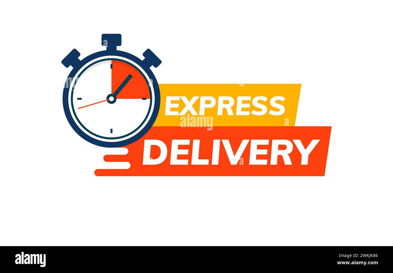 Logo du service de livraison express. Livraison rapide avec chronomètre. Icône de livraison rapide Illustration de Vecteur