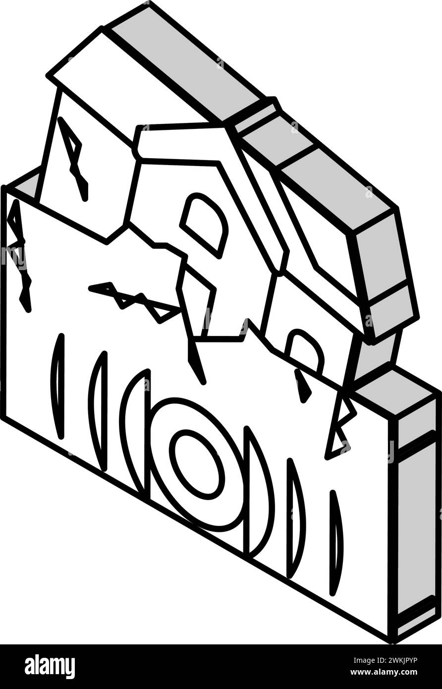 illustration vectorielle d'icône isométrique de sinistre de maison brisée Illustration de Vecteur