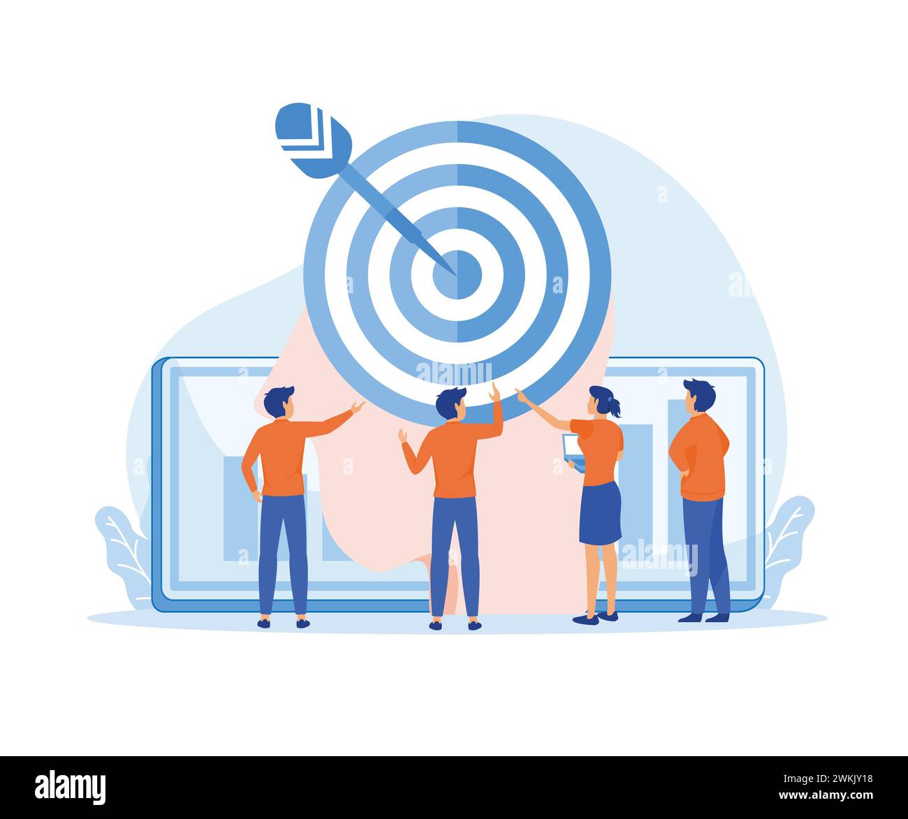 Développement de cibles client pour le marketing par l'équipe commerciale. illustration moderne vectorielle plate Illustration de Vecteur