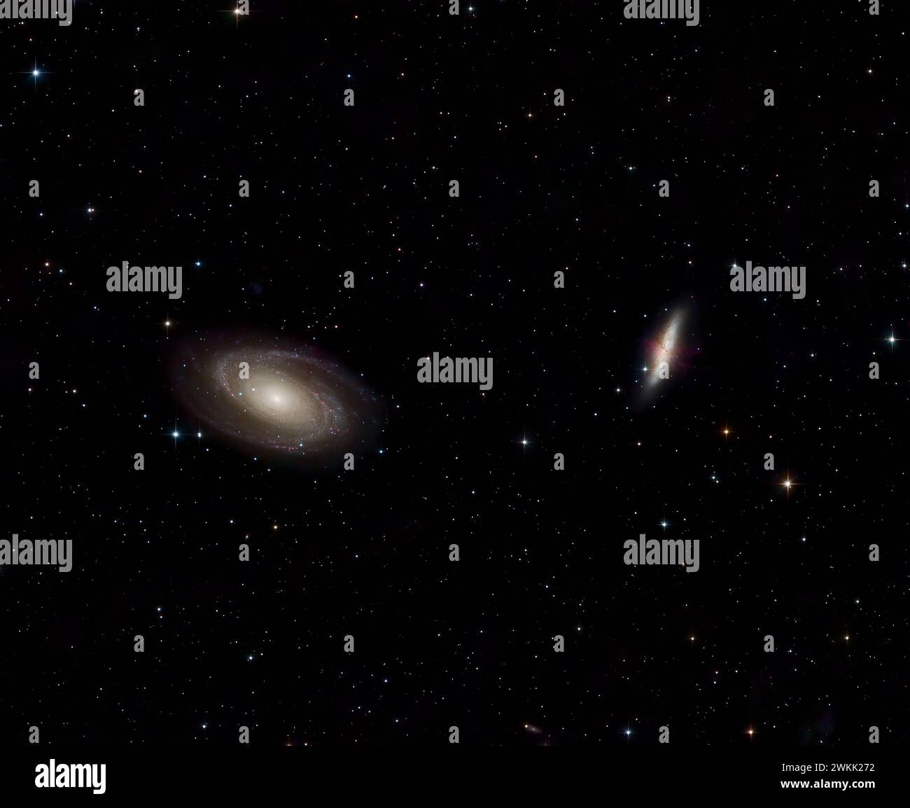 Deux galaxies Galaxie de Bode (M81) et Galaxie de cigare (M82) Banque D'Images