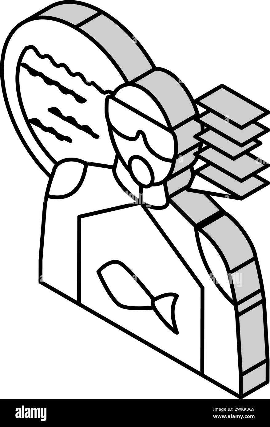 illustration vectorielle d'icône isométrique de travailleur de biologiste marin Illustration de Vecteur