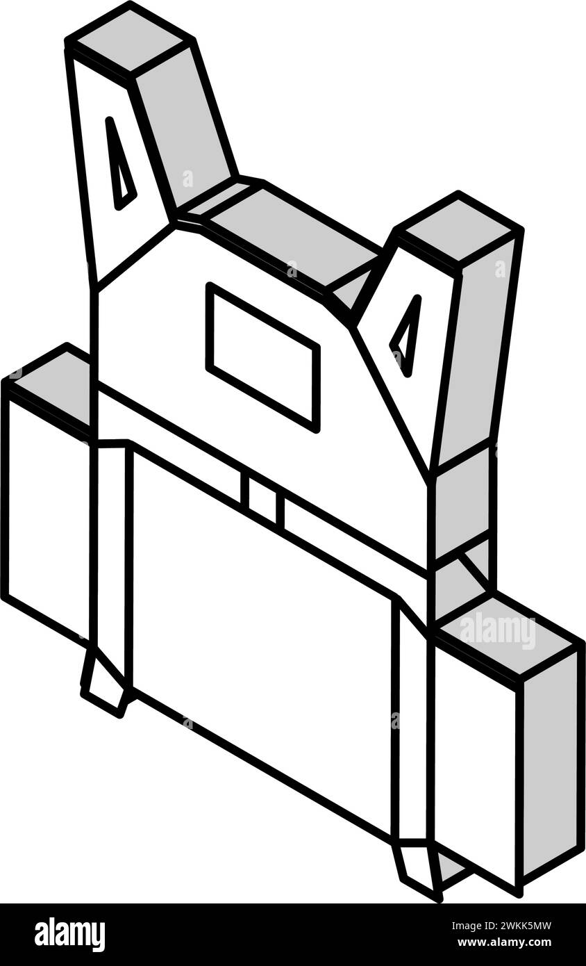 illustration vectorielle d'icône isométrique de gilet anti-balles pour crime Illustration de Vecteur