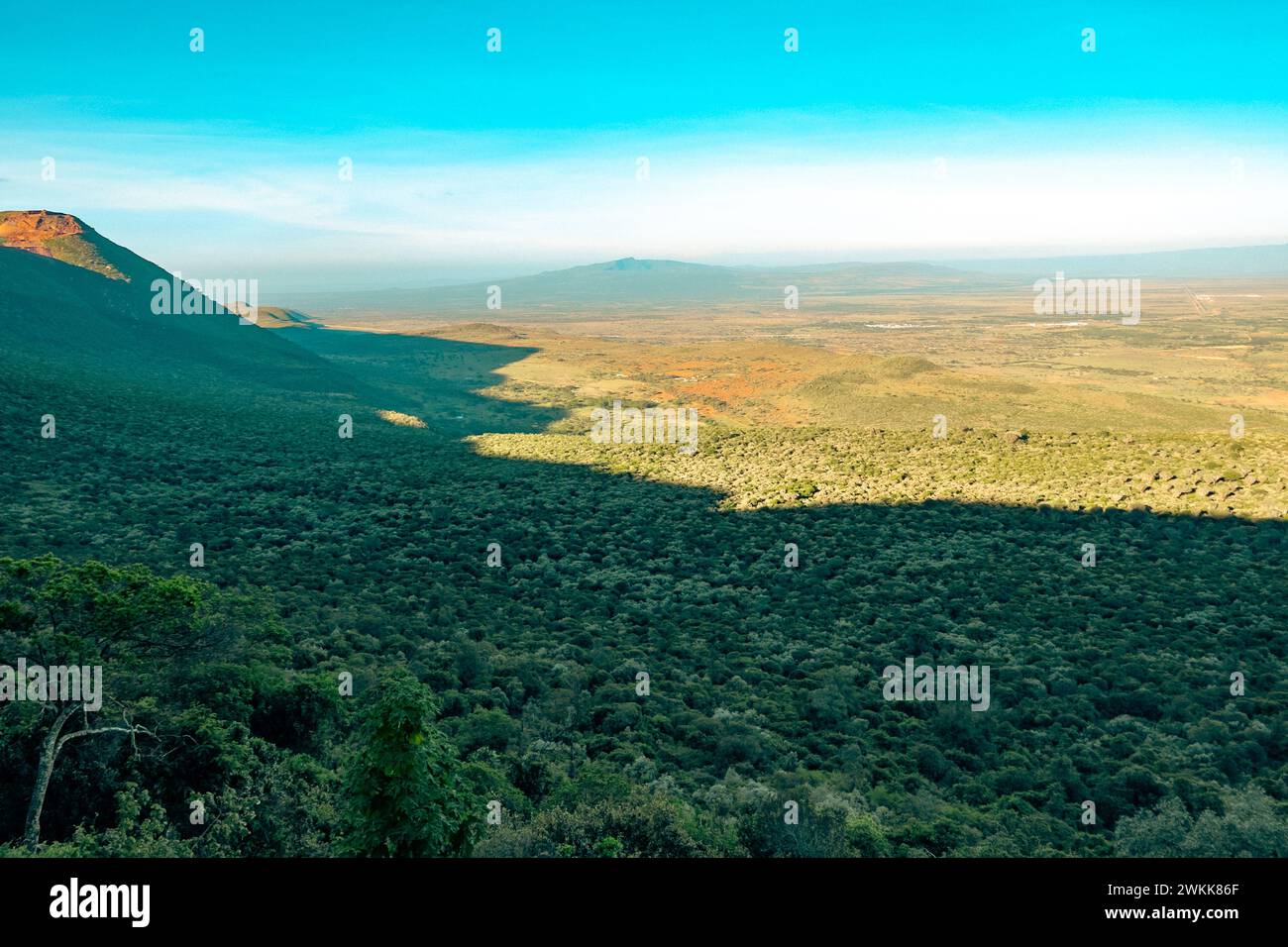 Vue panoramique de la vallée du Rift vue de Naivasha, Kenya Banque D'Images