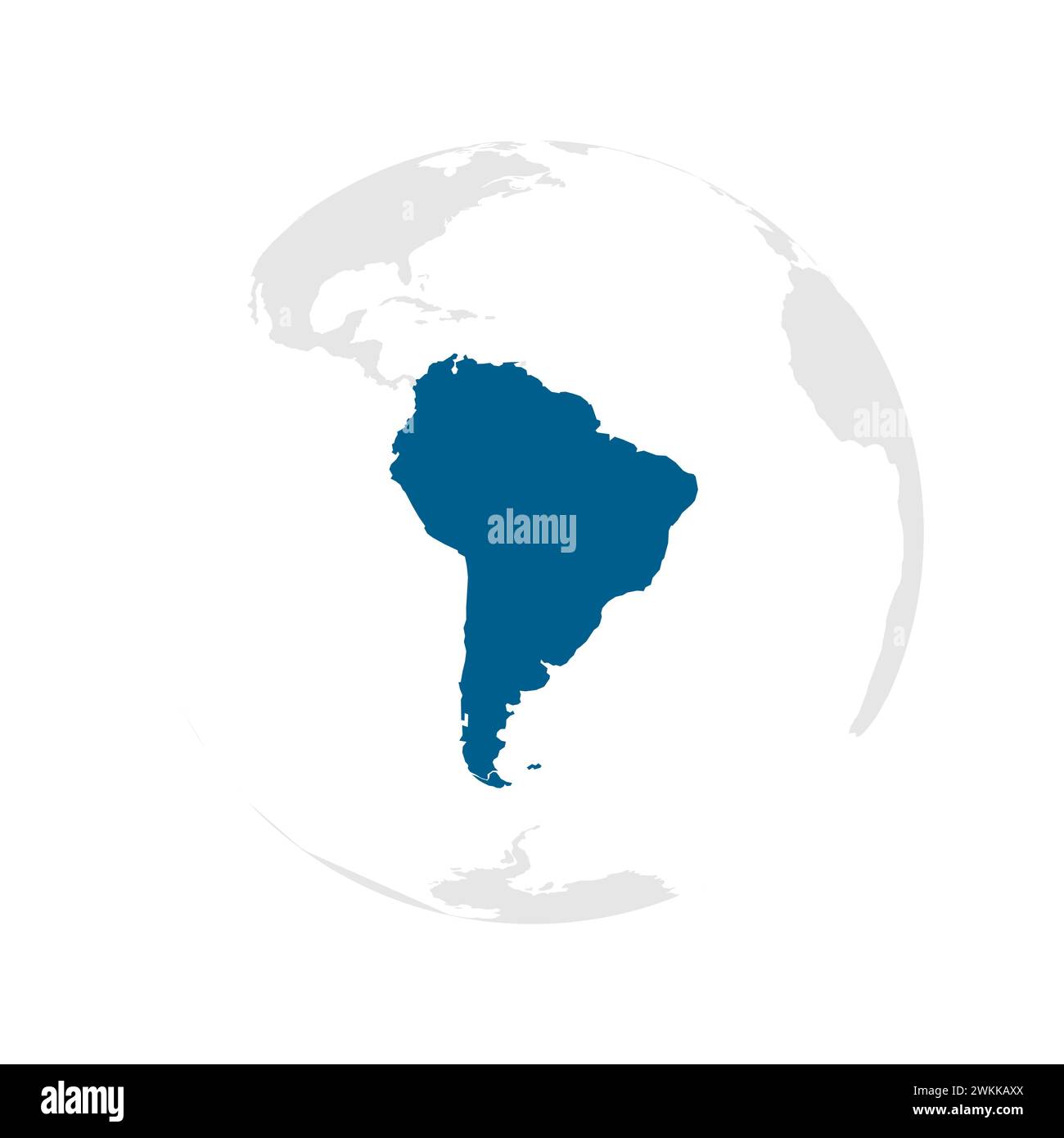Amérique du Sud continent bleu foncé silhouette mise en évidence sur le globe terrestre. Illustration vectorielle Illustration de Vecteur