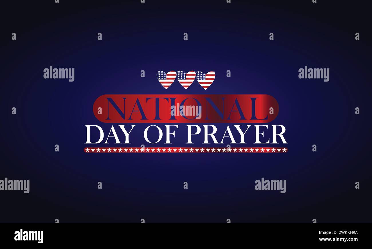 Journée nationale de prière texte élégant avec design de fond de drapeau des états-unis Illustration de Vecteur