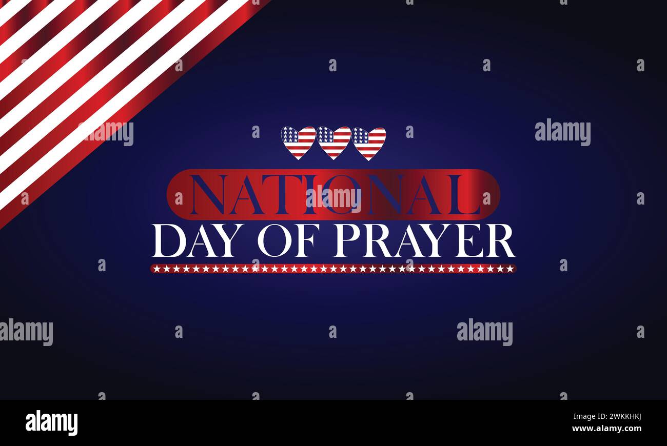 Journée nationale de prière texte élégant avec design de fond de drapeau des états-unis Illustration de Vecteur