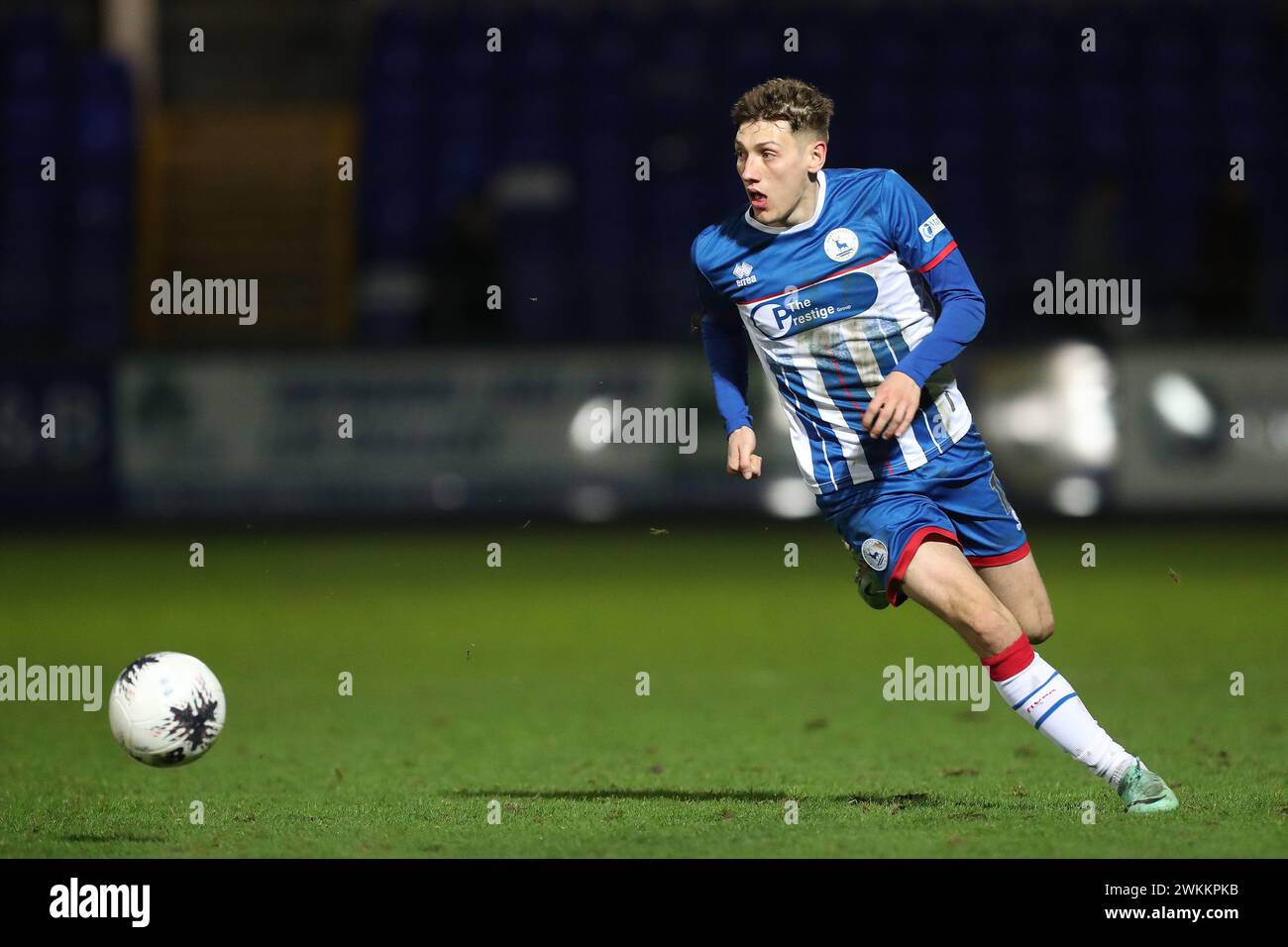 Joe Grey de Hartlepool United lors du match de Vanarama National League entre Hartlepool United et Altrincham au Victoria Park, Hartlepool, mardi 20 février 2024. (Photo : Mark Fletcher | mi News) crédit : MI News & Sport /Alamy Live News Banque D'Images