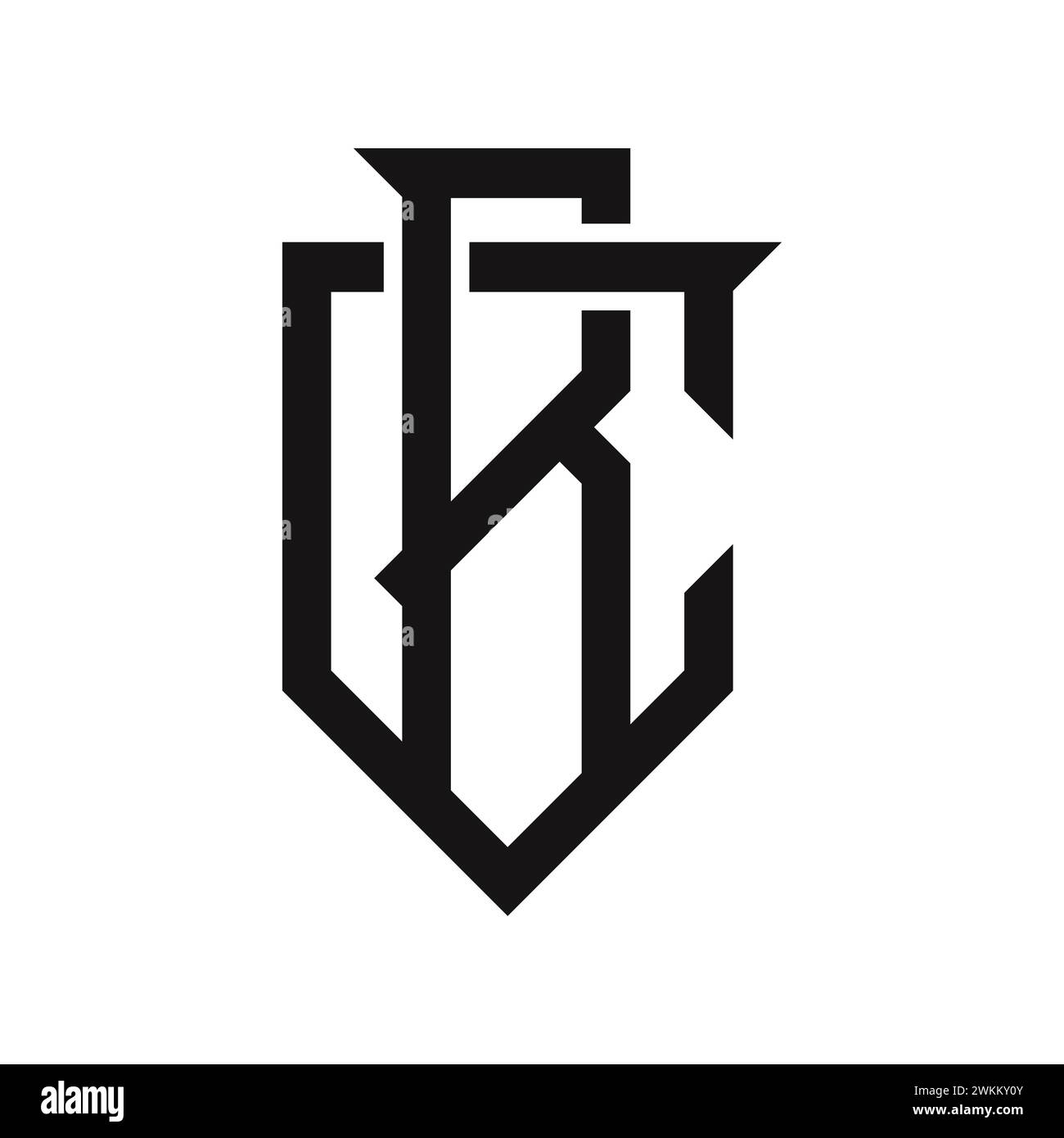 Logo monogramme de lettres noires B et C entrelacées dans le style gothique, sur fond blanc. Une autre option Illustration de Vecteur